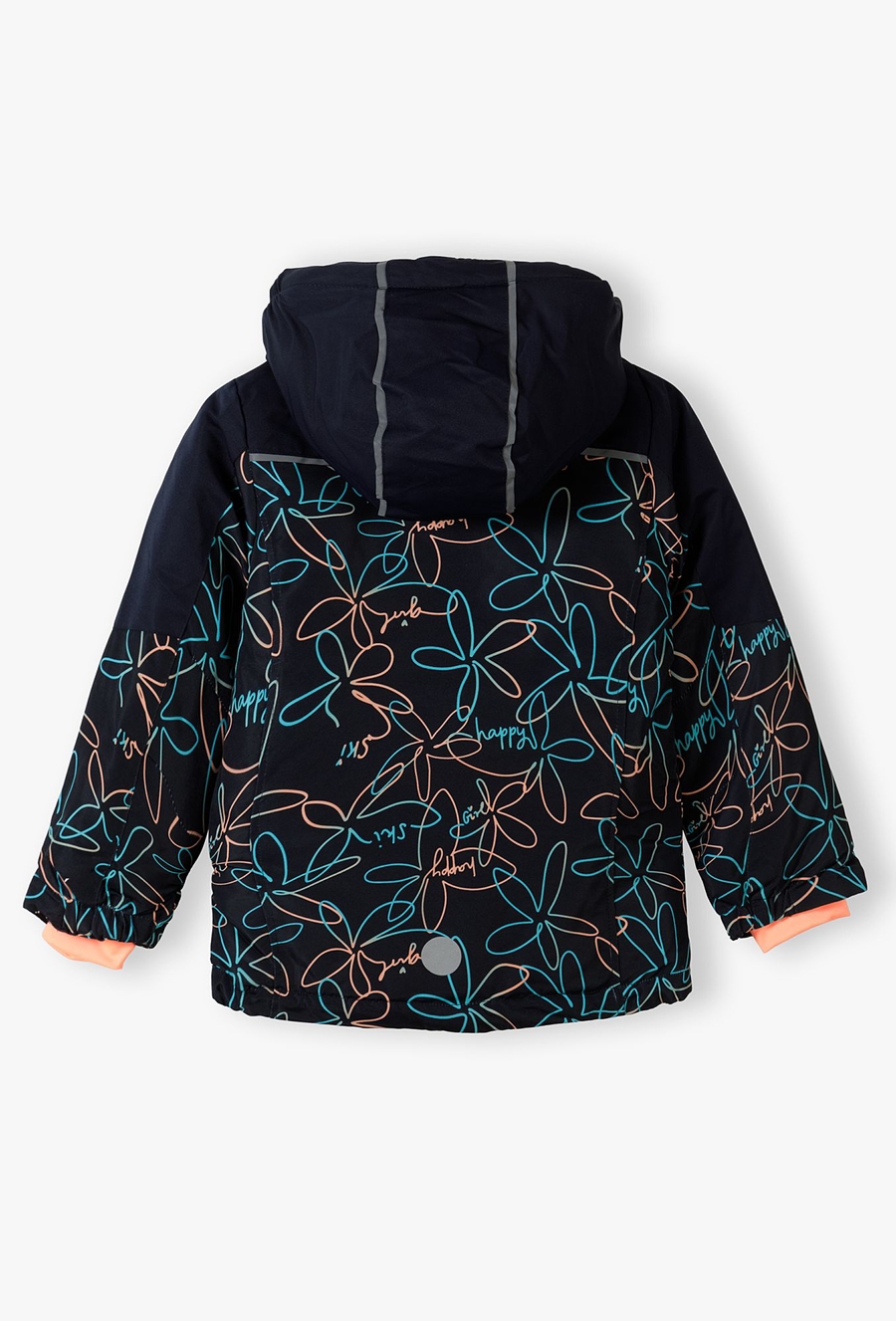 Kurtka narciarska dla dziewczynki granatowa w kwiaty - 510.15.