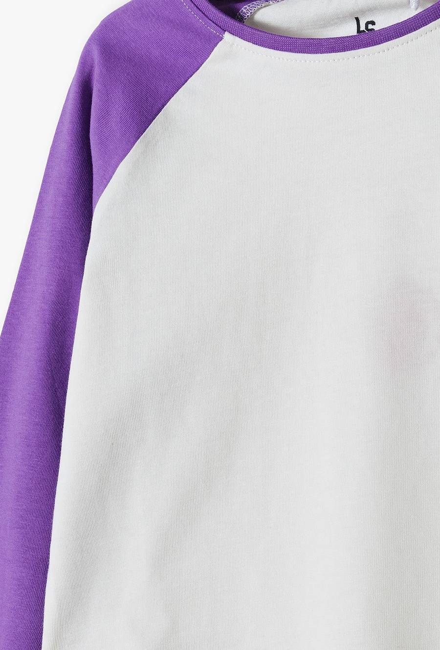 Bawełniana bluzka dziewczęca z fioletowymi rękawami
