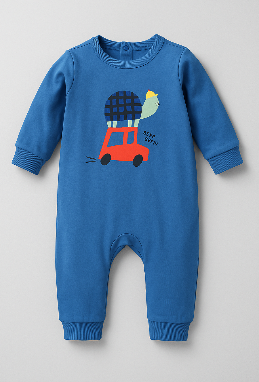 Niebieski pajac niemowlęcy z haftem.