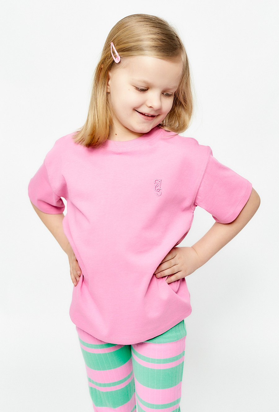 Bawełniany T-shirt dziewczęcy różowy