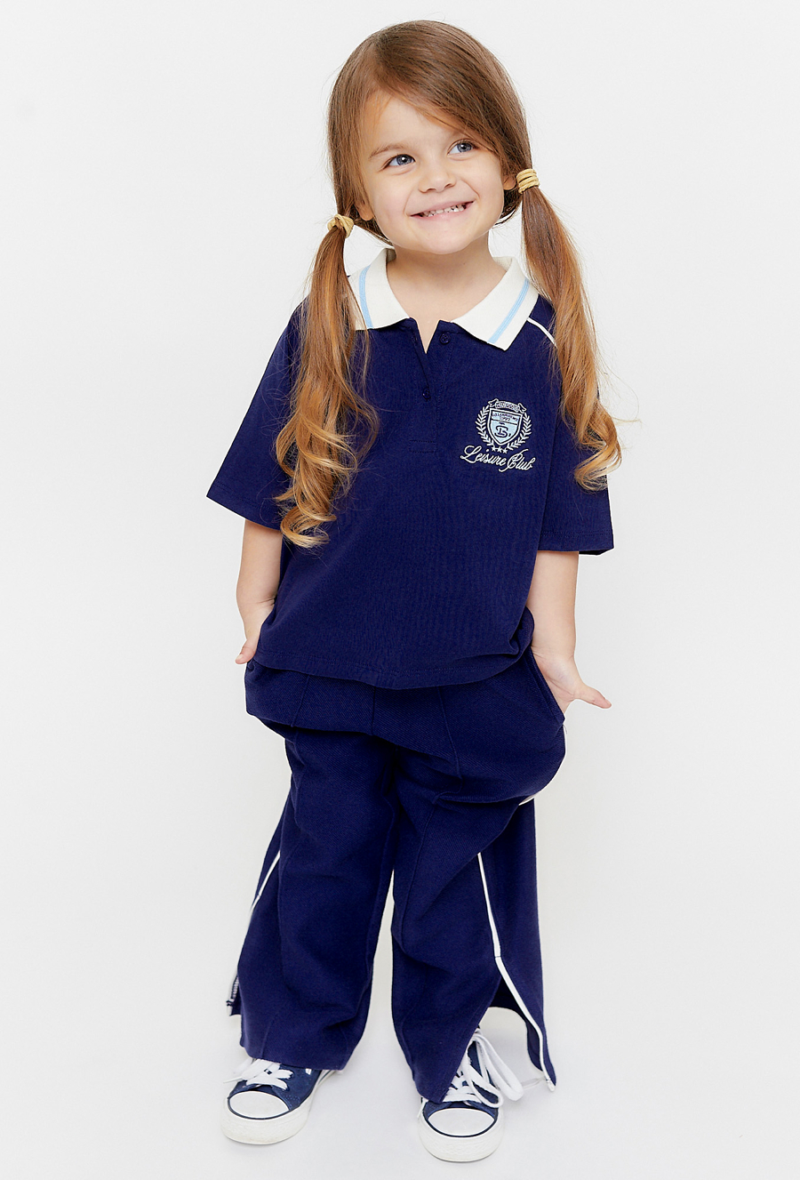 Granatowa koszulka dziewczeca z kołnierzykiem - limited edition