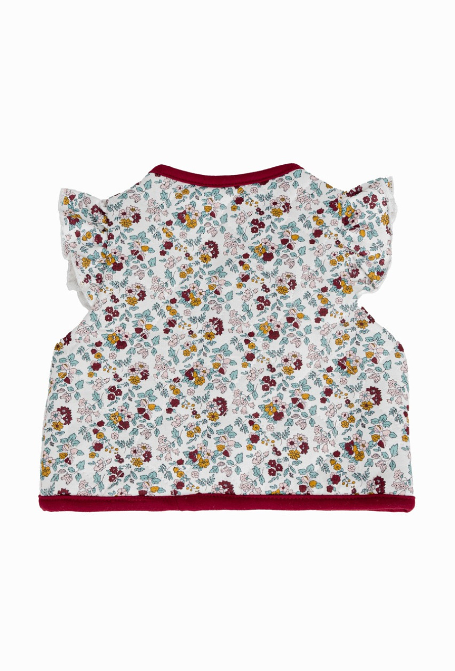 Kamizelka niemowlęca z falbankami – kwiatowy wzór.