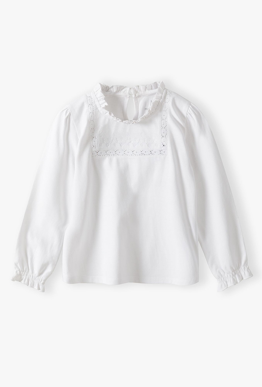 Biała elegancka bluzka z długim rękawem dla dziewczynki