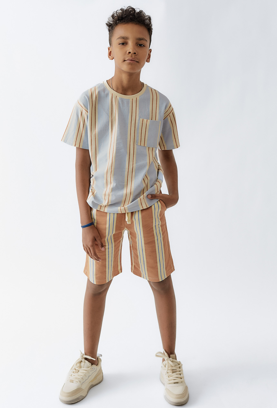 Bawełniane szorty chłopięce w paski