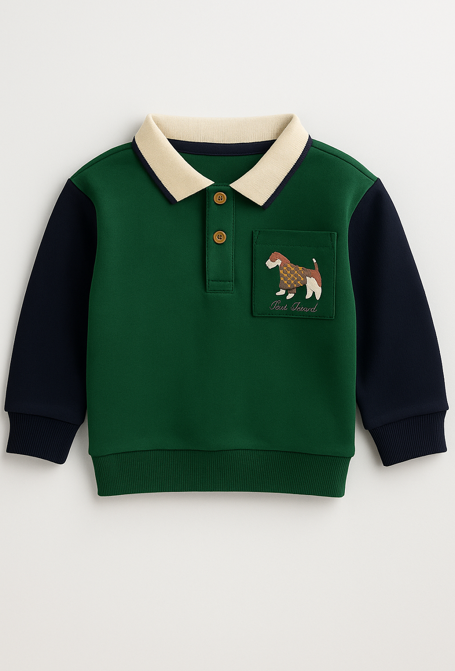 Bluza dziecięca polo z kieszonką i nadrukiem