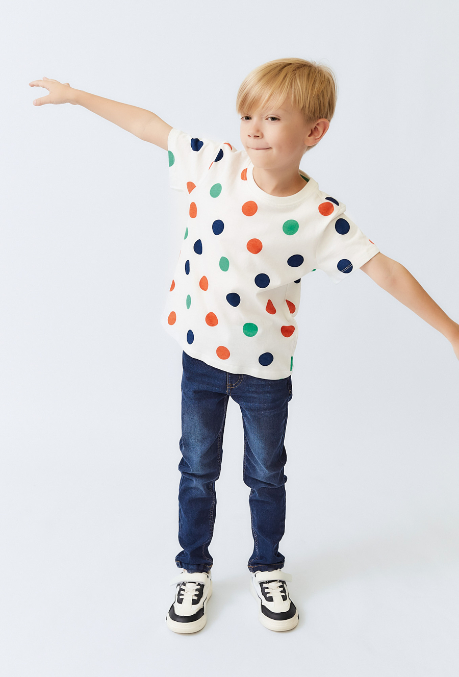 Koszulka ecru w kolorowe opki