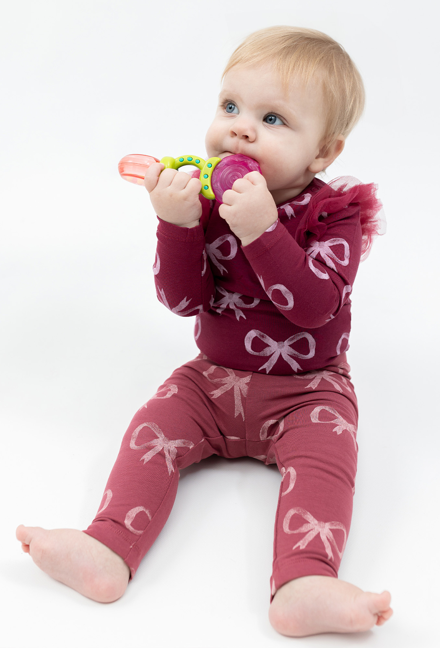 Bordowe body w kokardki z długim rękawem