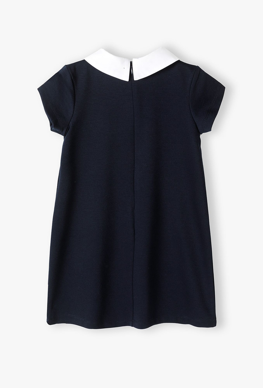 Granatowa sukienka dziewczęca z białym kołnierzykiem - Max&Mia