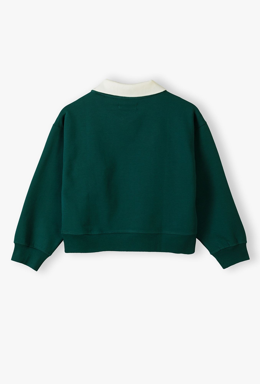 Bluza dresowa dla dziewczynki - zielona z kołnierzykiem