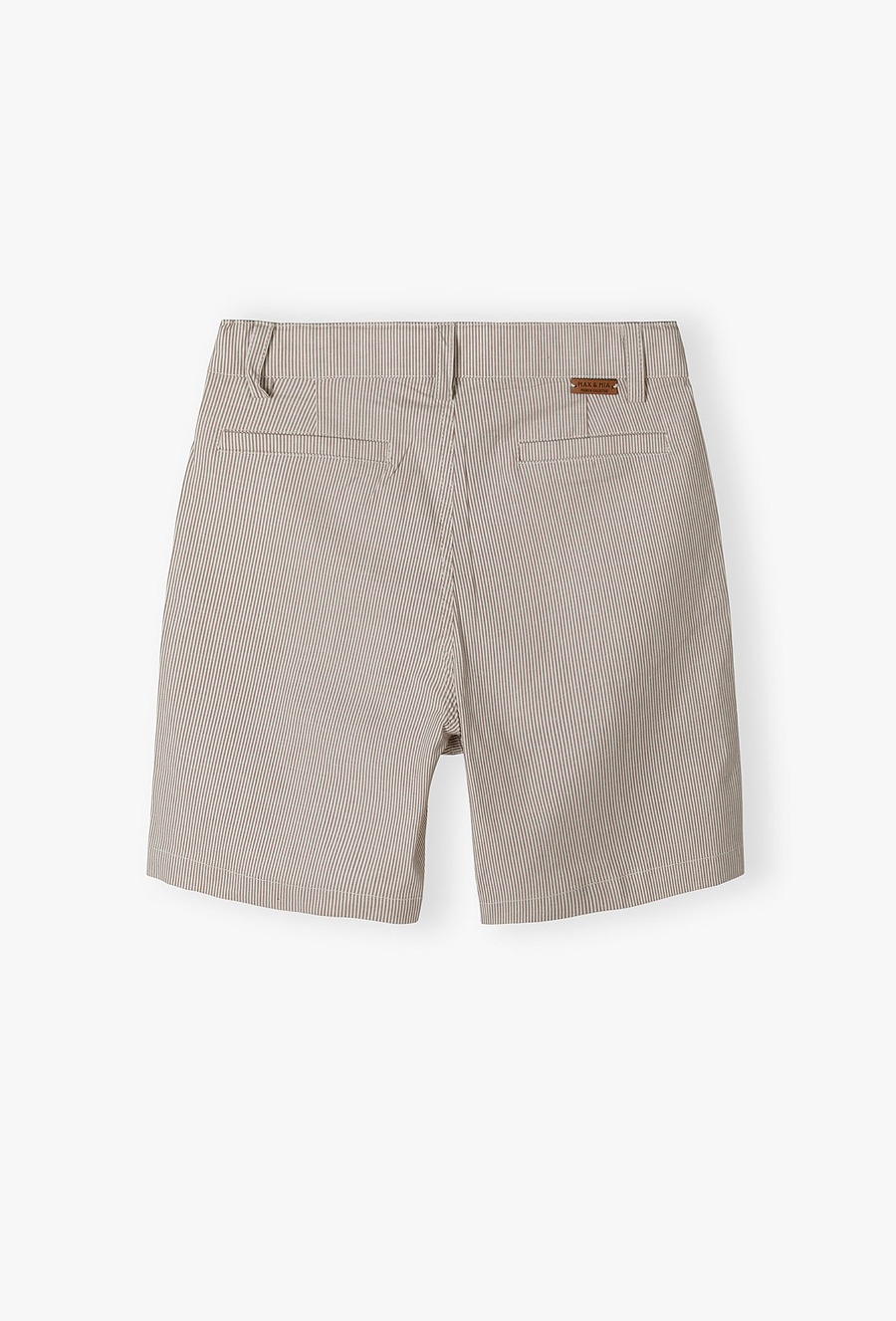 Krótkie spodenki z tkaniny - beżowo - białe paski - Max&Mia