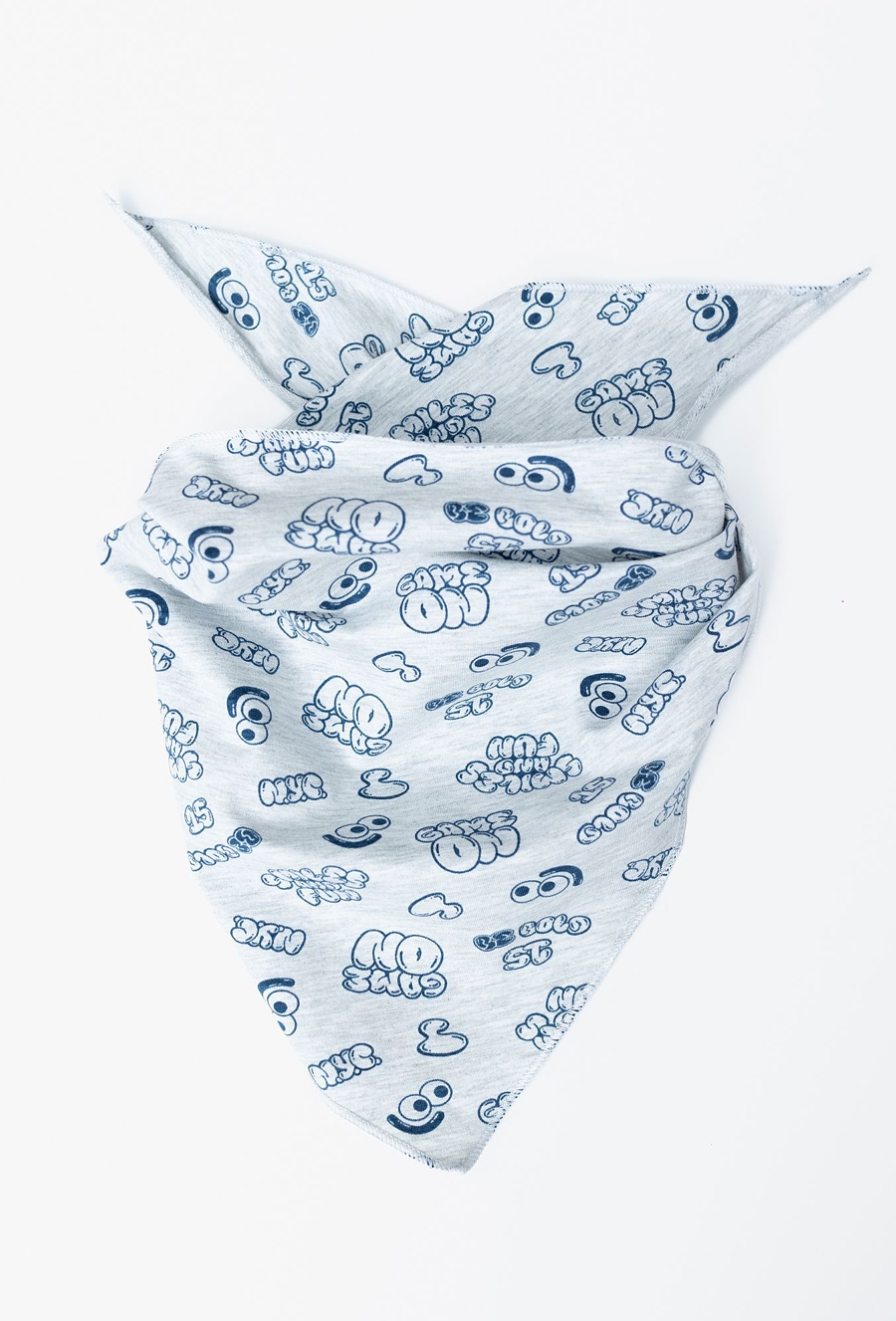 Bawełniana chustka pod szyję - szara z nadrukami