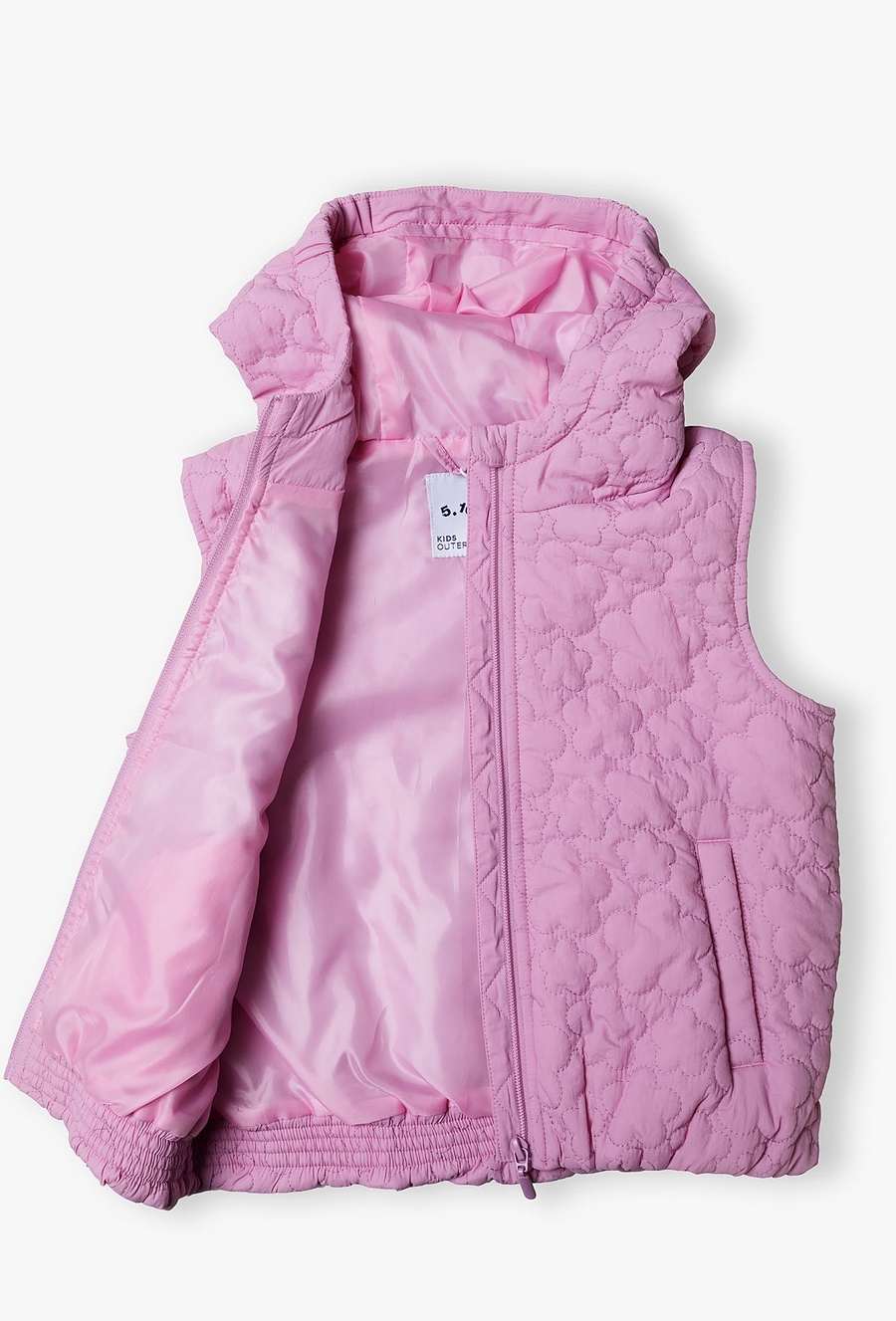 Różowy pikowany bezrękawnik dla dziewczynki - 510.15.
