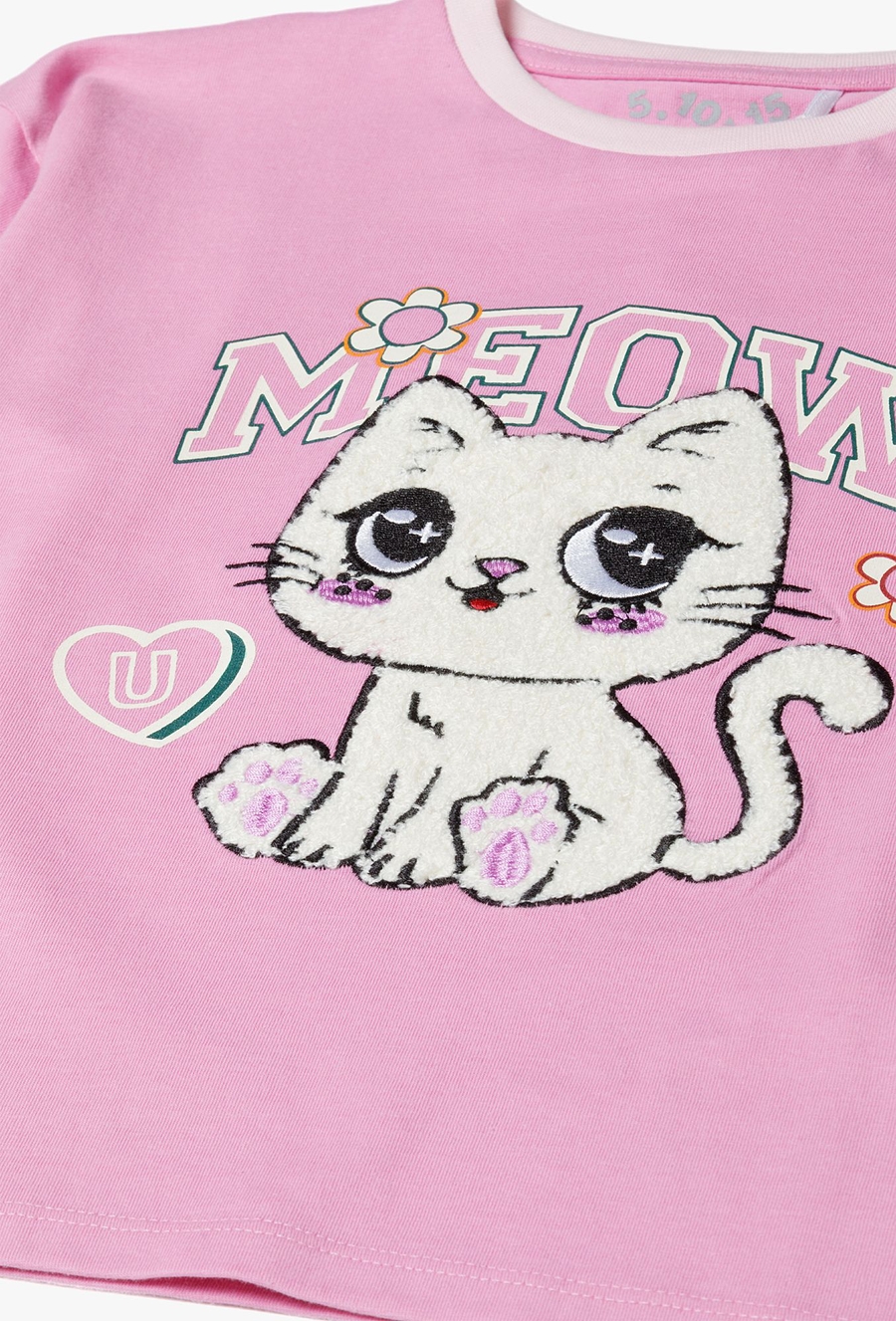 Bluzka bawełniana różowa z kotem - 510.15.