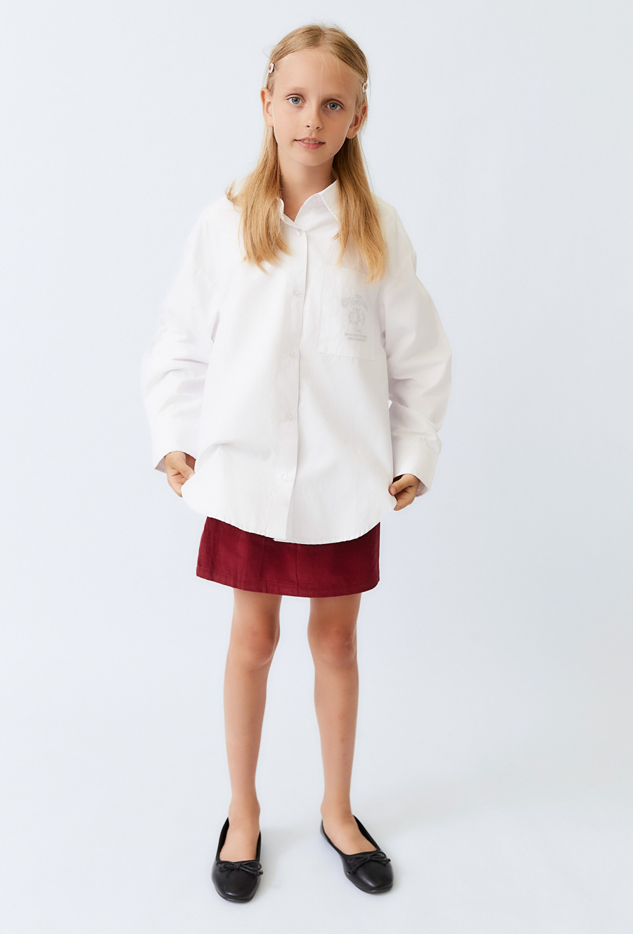 Czerwona sztruksowa spódniczka z zakładkami