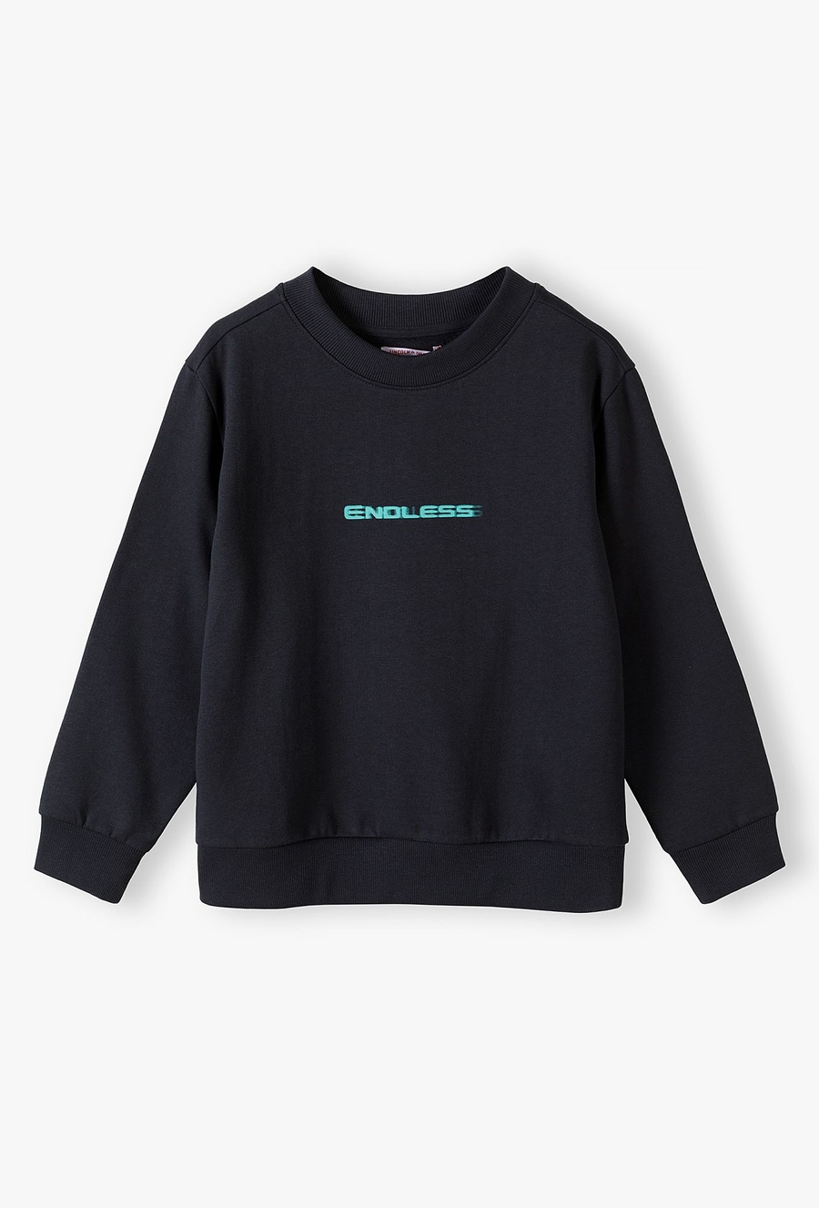 Czarna bluza chłopięca ze stójką z napisem