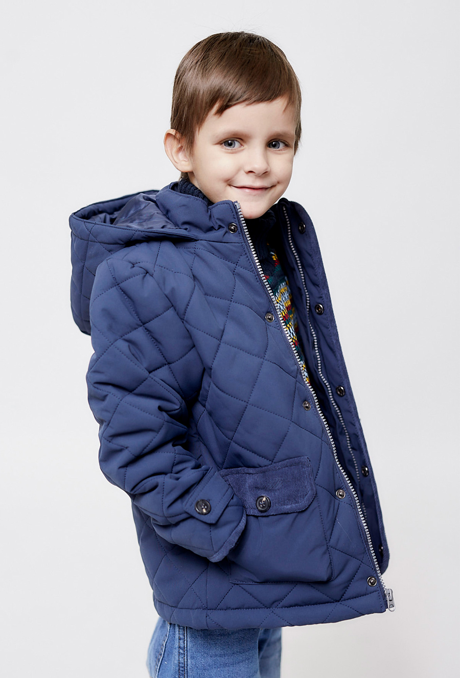 Granatowa pikowana kurtka przejściowa dla chłopca - 510.15.