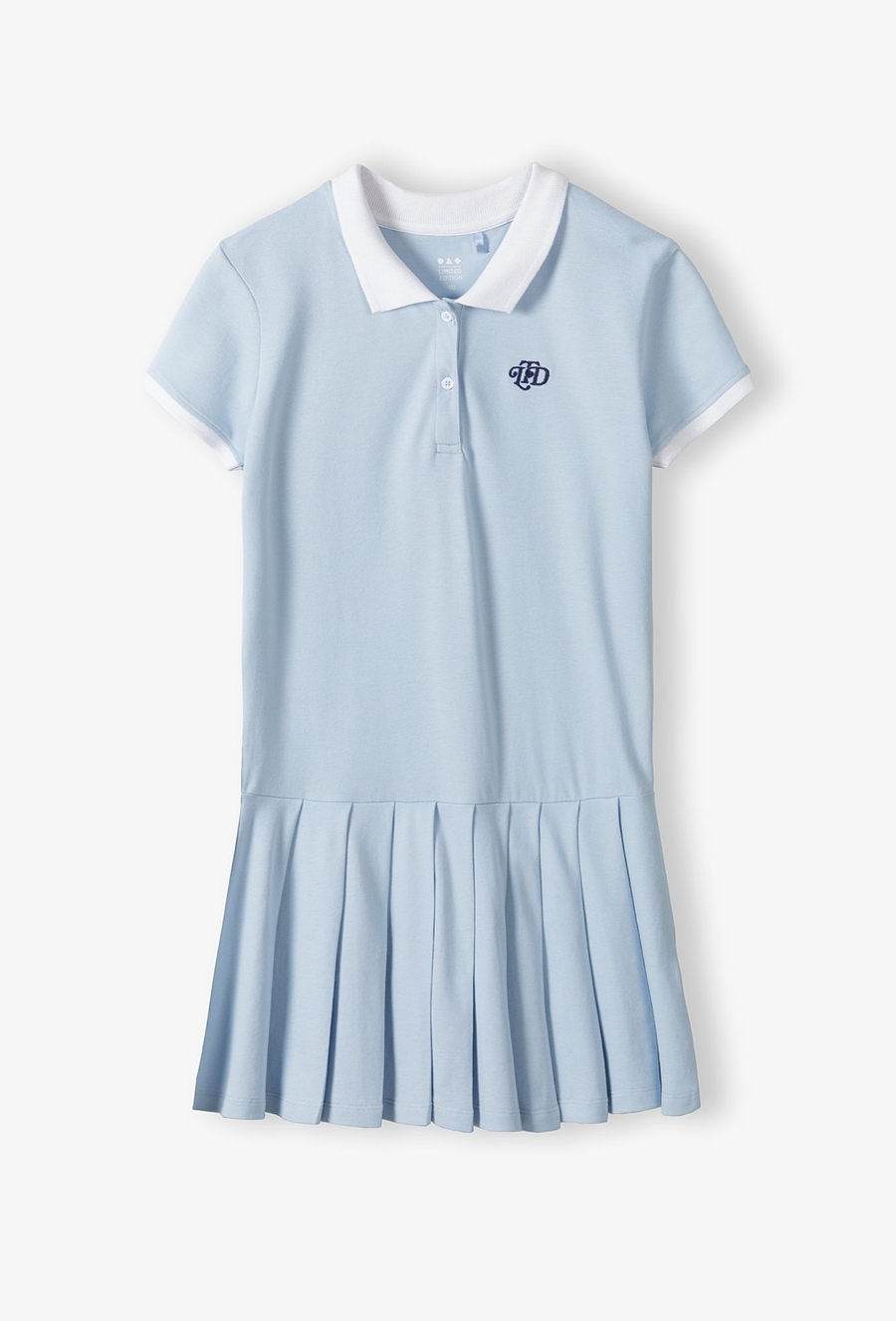 Sukienka dziewczęca niebieska z plisowaną falbanką