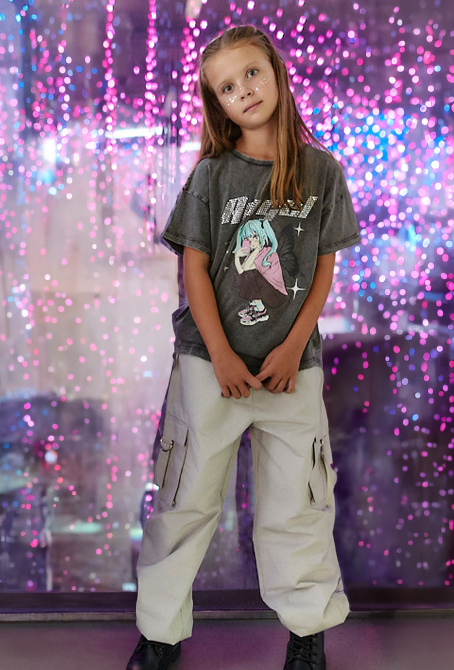 Szara koszulka dla dziewczynki - Lincoln&Sharks