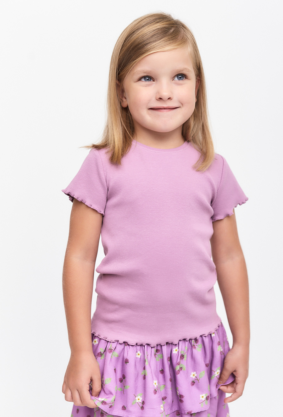 T-shirt dziewczęcy - fioletowy w prążki - 510.15.