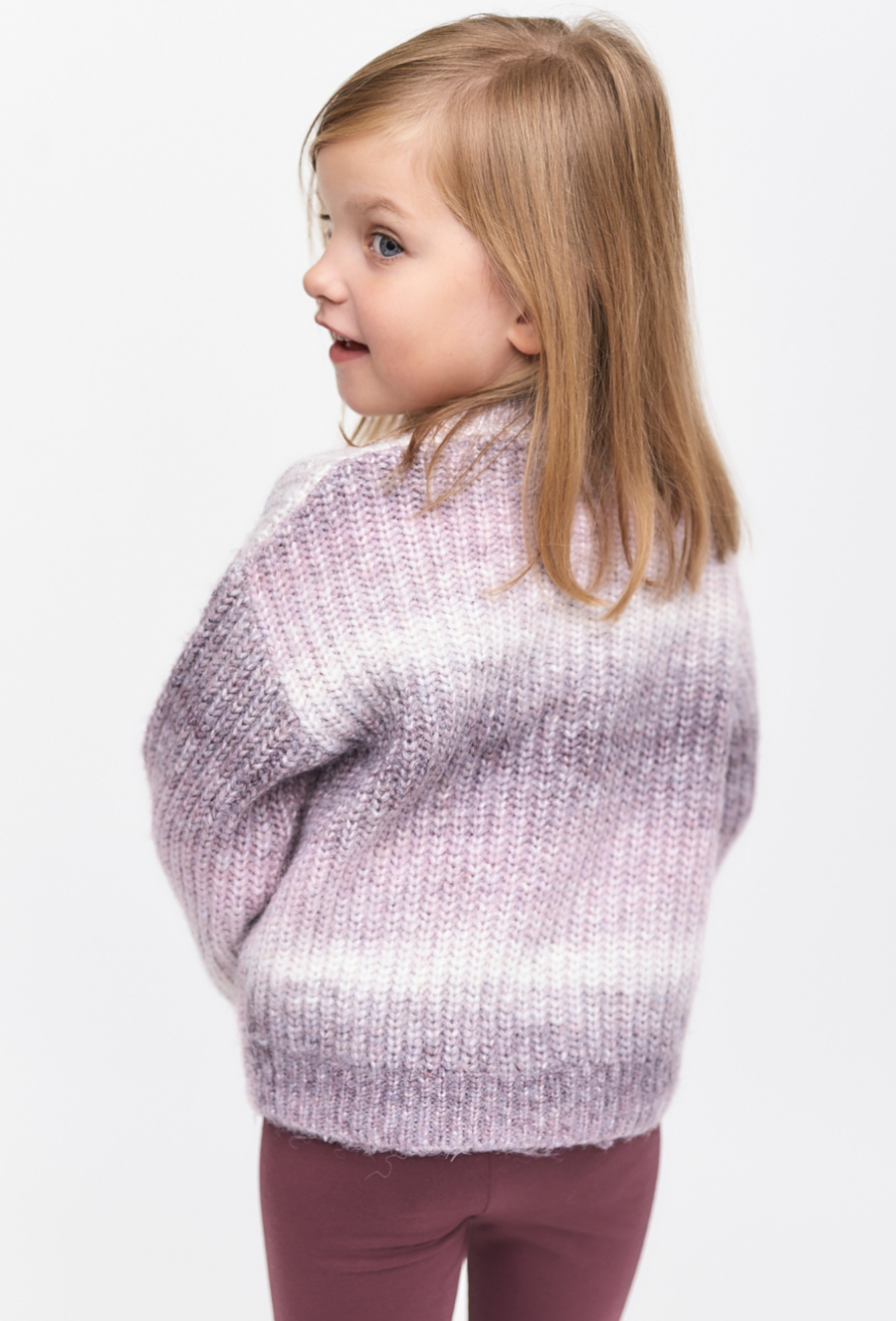 Sweter dziewczęcy rozpinany - fioletowy - ombre - 510.15.