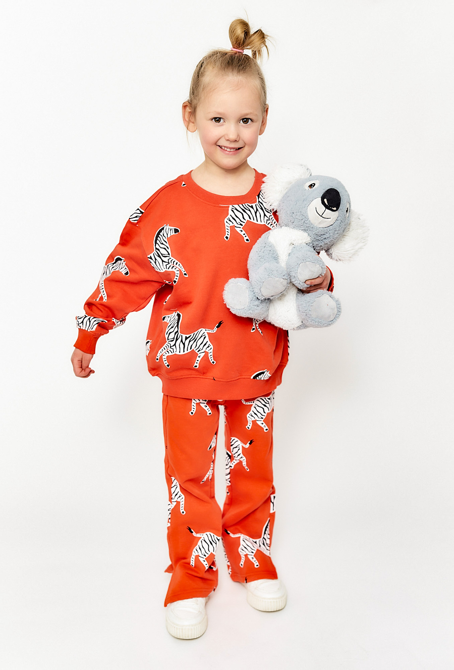 Bluza dresowa dla dziewczynki - czerwona w zebry