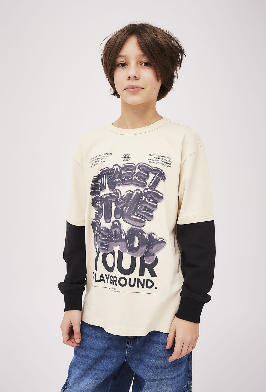 Bluzka chłopięca z nadrukiem - długi rękaw