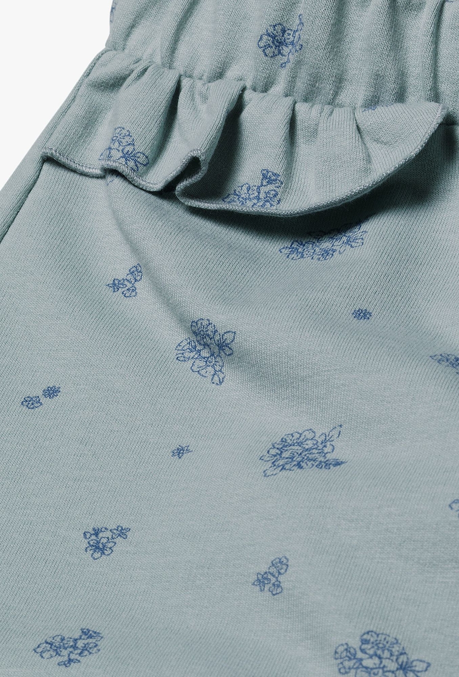 Bawełniane spodnie niemowlęce - niebieskie w kwiaty