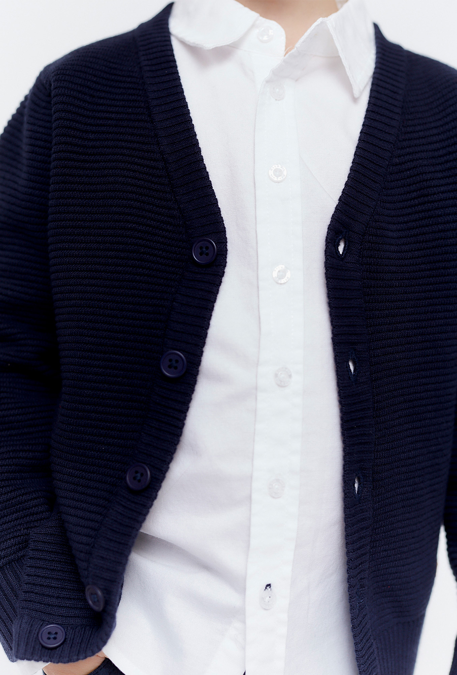 Granatowy sweter dla chłopca - rozpinany - Max&Mia