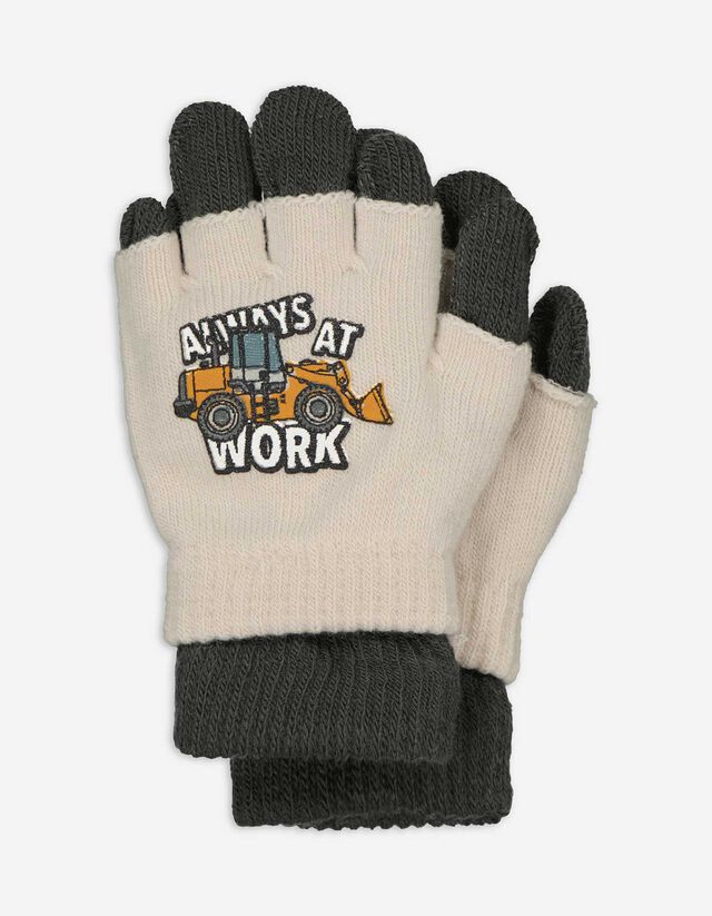 Kesztyű - Nyomott minta - sötétszürke