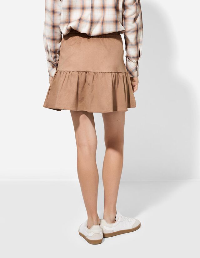 Szoknya - Velúr utánzat - sötétbarna