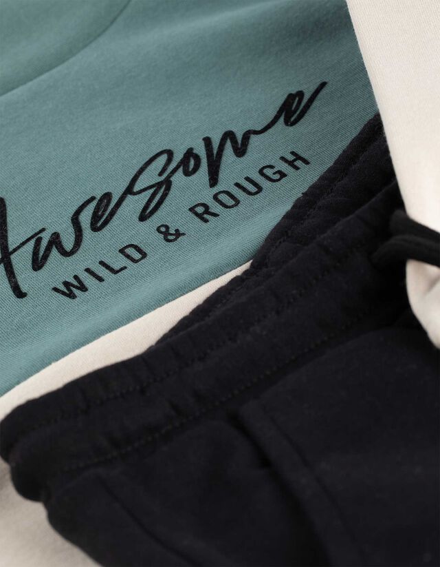 Sweatshirt és nadrág szett - Nyomott minta - zöld