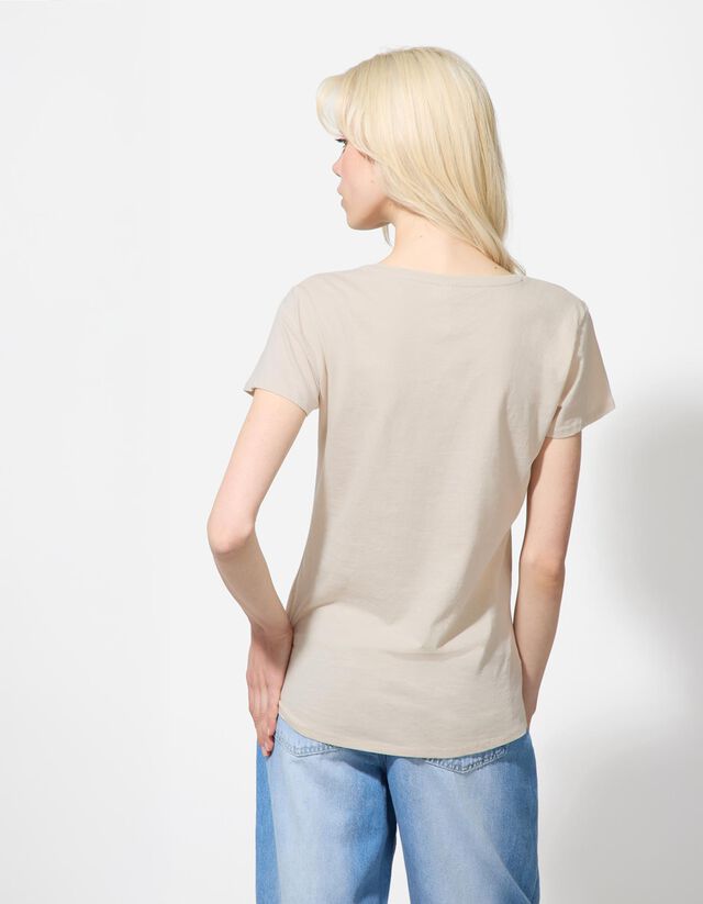 Póló - Csillámos nyomott minta - feher