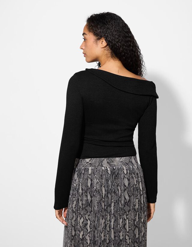 Hosszú ujjú felső - Nyitott vállú - sötétbarna