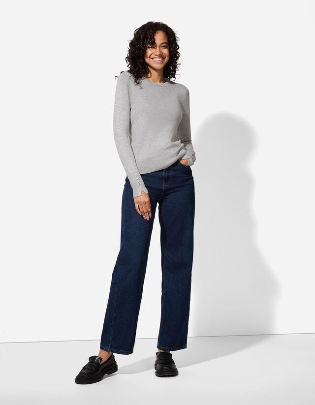 Pulóver - Díszgombokkal - sotetlila