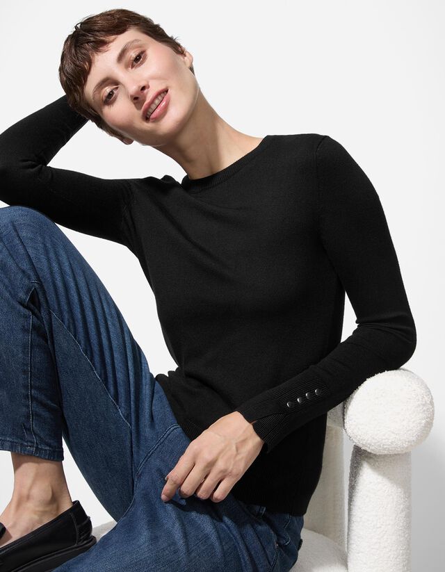 Pulóver - Díszgombokkal - sotetlila