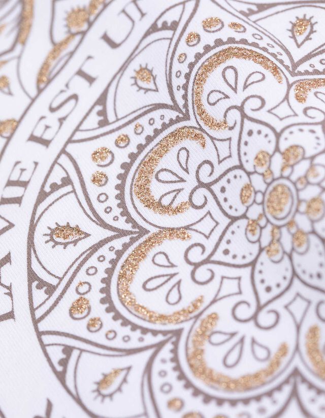 Póló - Csillámos nyomott minta - feher