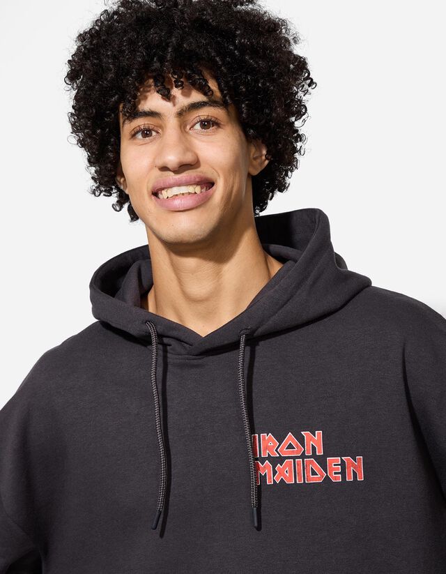 Kapucnis felső - Iron Maiden - sötétszürke