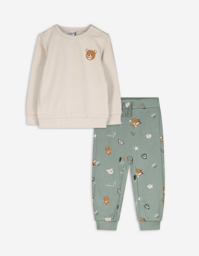 Felsőből és nadrágból álló szett - Elszórt nyomott minta - türkiz