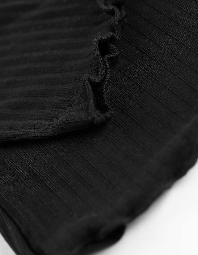 Hosszú ujjú felső - Bordázott - fekete