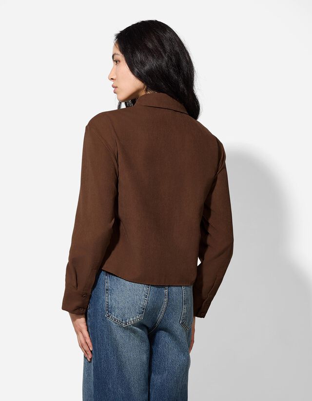 Blúz - poliészter - világos barna