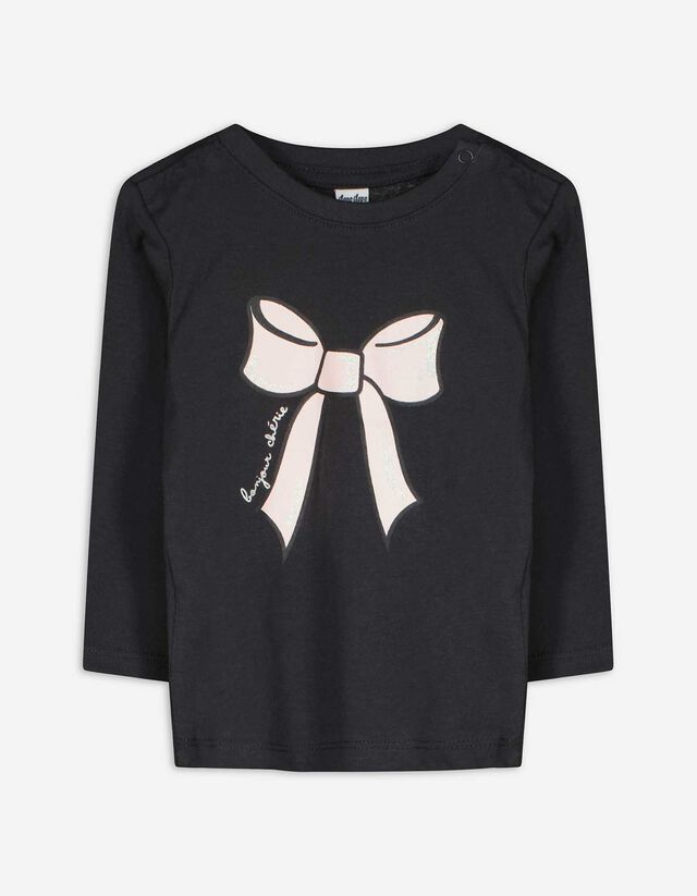 Hosszú ujjú felső - Csillámos nyomott minta - sötétszürke