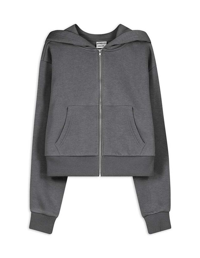 Cipzáros melegítőfelső - rövidített - sötétszürke