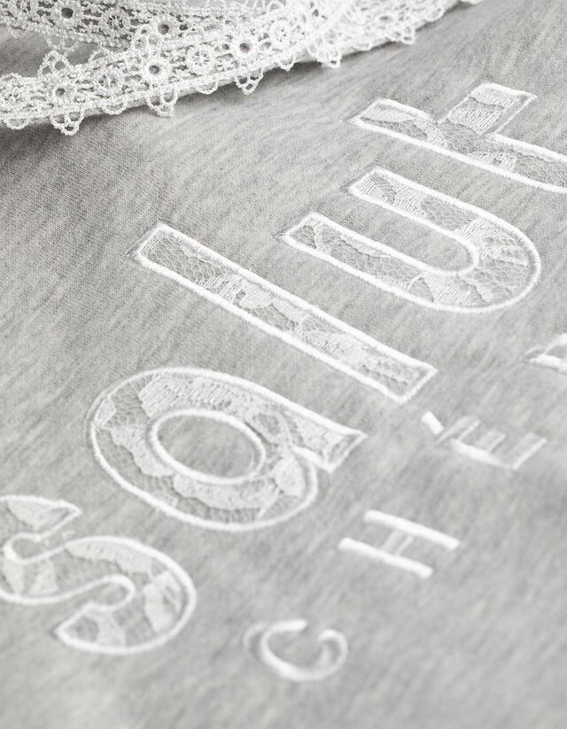 Kapucnis felső - Csipkerátéttel - szürke