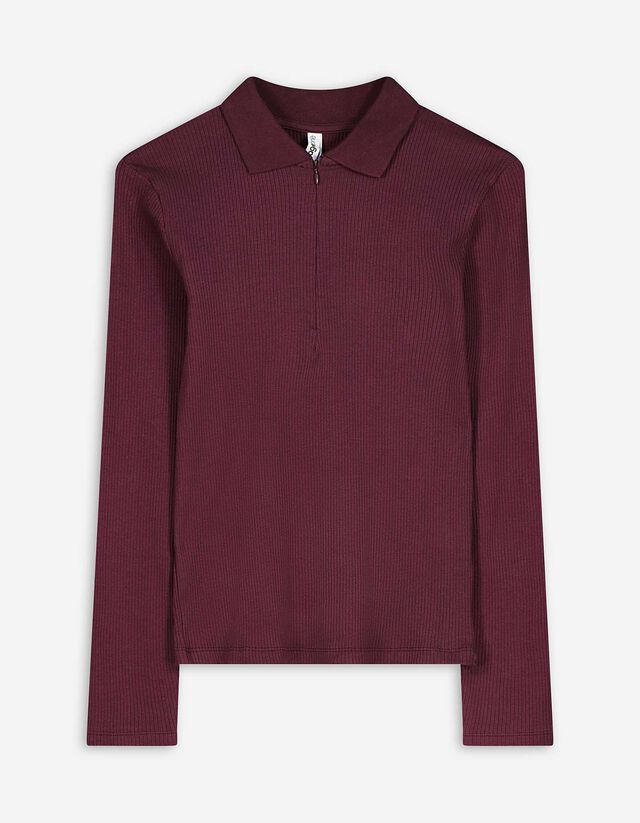 Hosszú ujjú póló - Bordázott - sotetlila