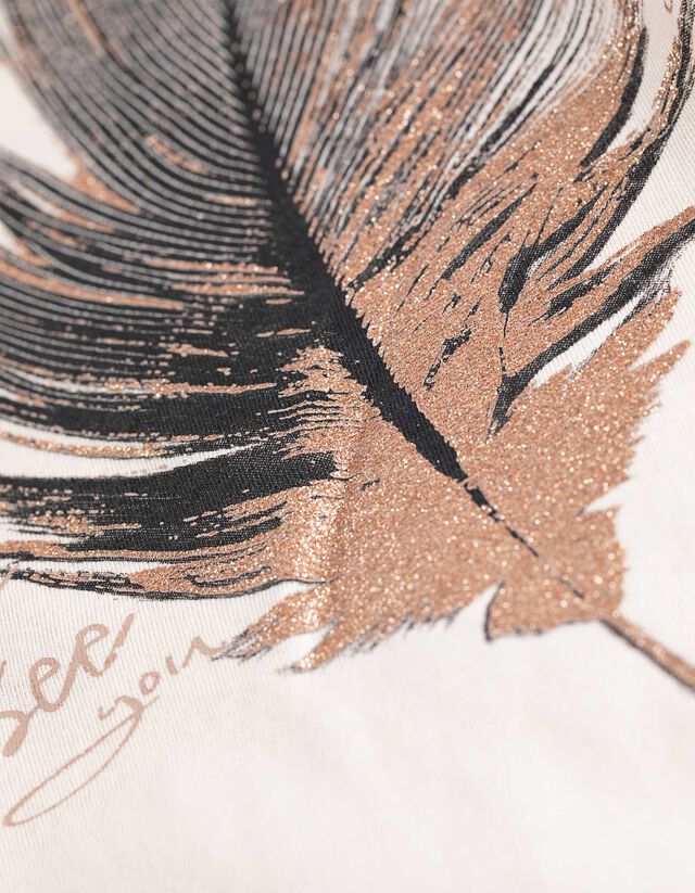 Póló - Csillámos nyomott minta - feher