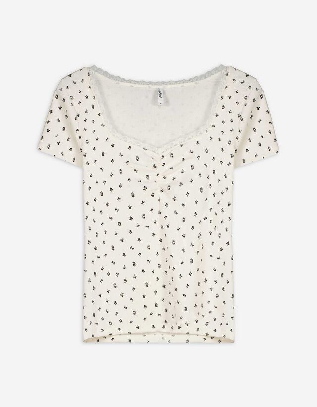 Póló - Csipkerátéttel - feher