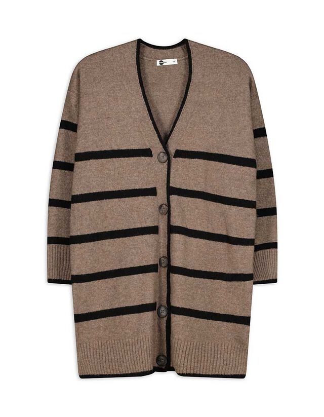 Hosszított kardigán - V-kivágás - szürke