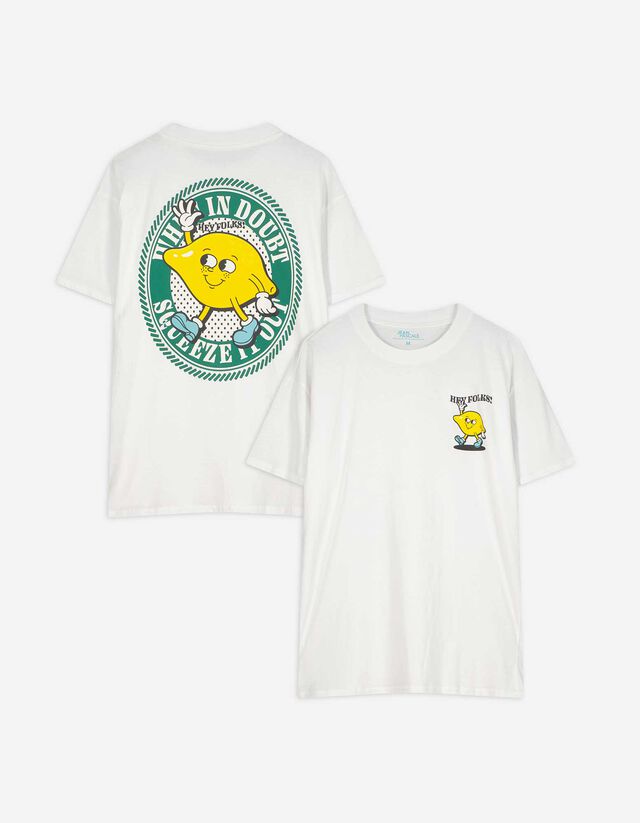 Póló - Hátul nyomtatott minta - feher