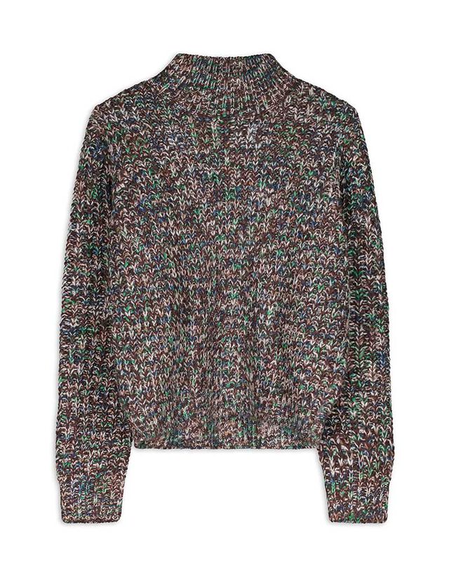 Pulóver - Ejtett vállú - sötétbarna