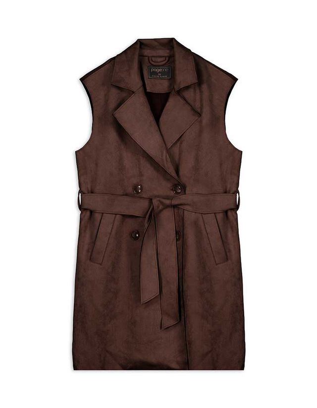 Mellény - Velúr utánzat - sötétbarna